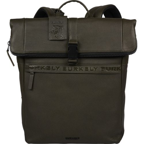  Burkely Minimal Manson Rolltop tmavozelený kožený batoh s držiakom na notebook 14" 37 x 29 cm