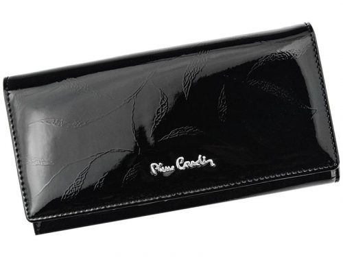  Pierre Cardin 02 LEAF 114 čierna dámska kožená peňaženka 17,5 x 9,5 cm