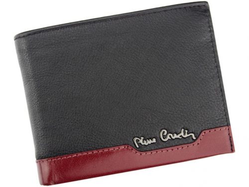  Pierre Cardin TILAK37 8805 čierno-červená pánska kožená peňaženka 12,5 x 9,5 cm