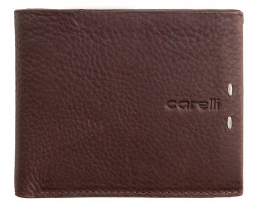  Pánska hnedá kožená peňaženka Giorgio Carelli s RFID, 11 × 9 cm