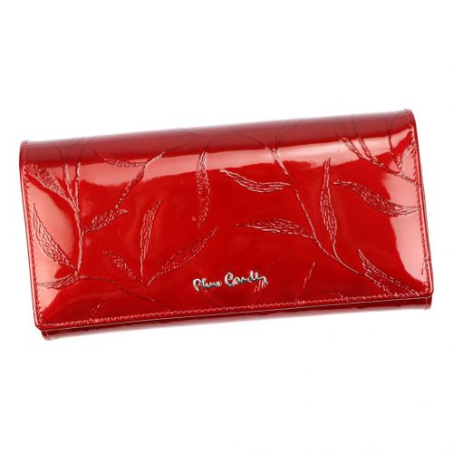  Pierre Cardin 02 LEAF 122 červená lakovaná dámska peňaženka 19,5 x 10 cm