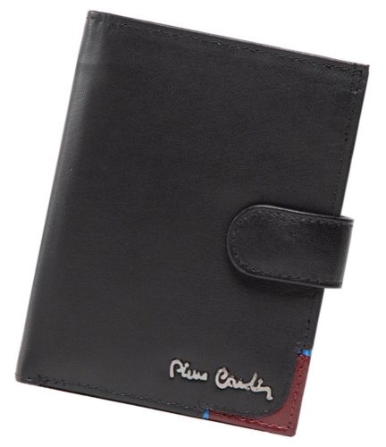  Pierre Cardin čierno-červená pánska kožená peňaženka, RFID 10,5 × 13 cm