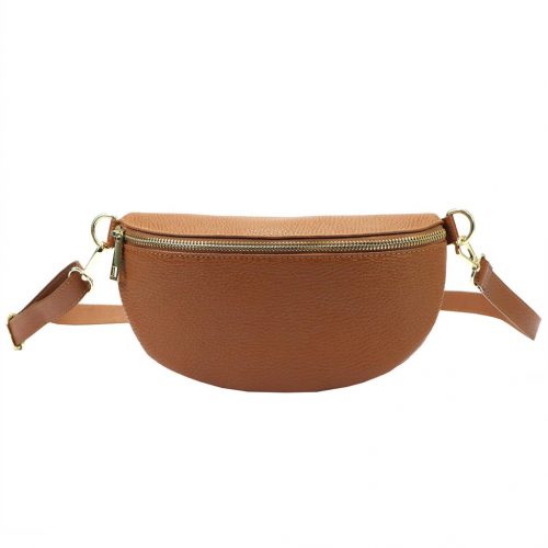  Patrizia 417-003 ZLATOhnedá dámska kožená kabelka na opasok, crossbody 25 x 15 x 6 cm