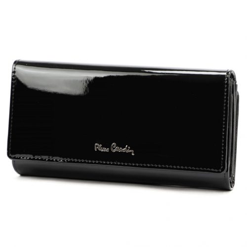  Pierre Cardin 07 SHINY 121 čierna dámska kožená peňaženka z koženého vlákna 19,5 x 10 cm