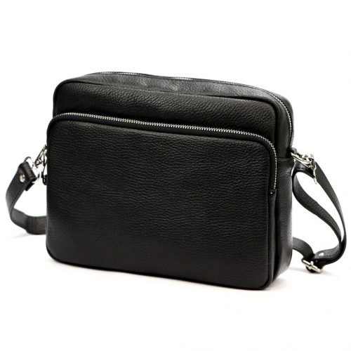  JUICE čierna dámska kožená bočná kabelka crossbody 26 x 20 x 9 cm