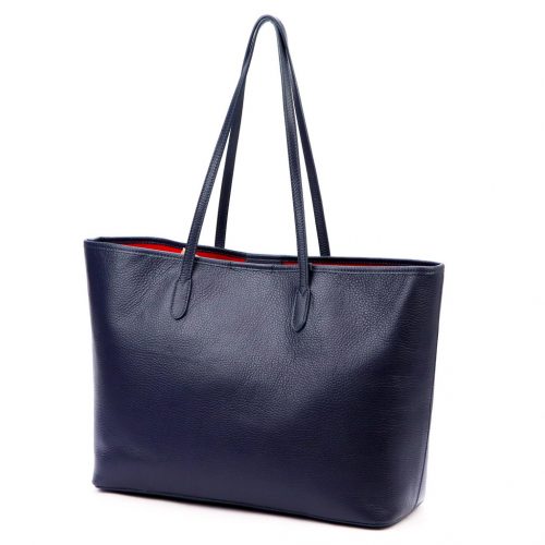 JUICE navy kék női bőr kézitáska, válltáska, shopper 45 x 29 x 15 cm