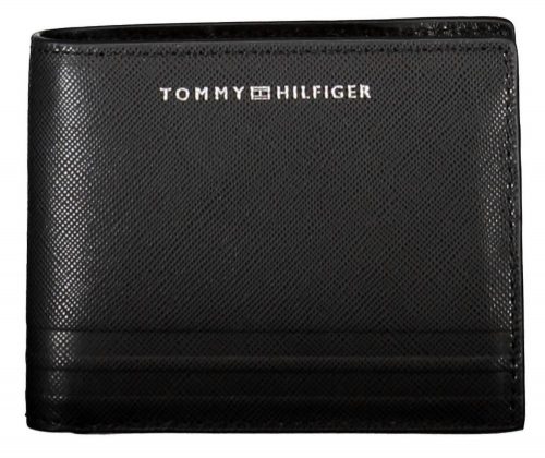  Čierna pánska kožená peňaženka Tommy Hilfiger 12 x 10 cm