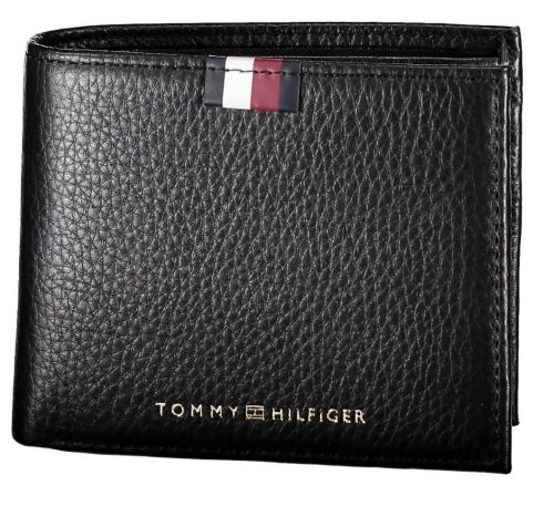  Čierna pánska kožená peňaženka Tommy Hilfiger 11 x 9 cm