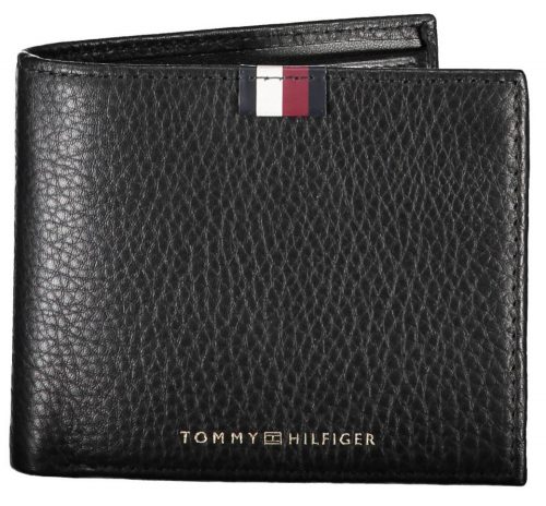  Čierna pánska kožená peňaženka Tommy Hilfiger 12 x 10 cm