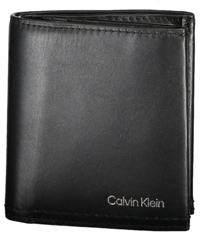  Calvin Klein čierna stojaca kožená peňaženka pánska 11 x 9 cm