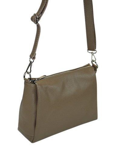  Maxmoda Cara malá dámska taupe kožená kabelka, taška cez rameno 27 × 17,5 cm