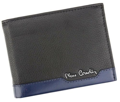  Pánska kožená peňaženka Pierre Cardin, čierno-modrá, s RFID ochranou, 12 × 9,5 cm