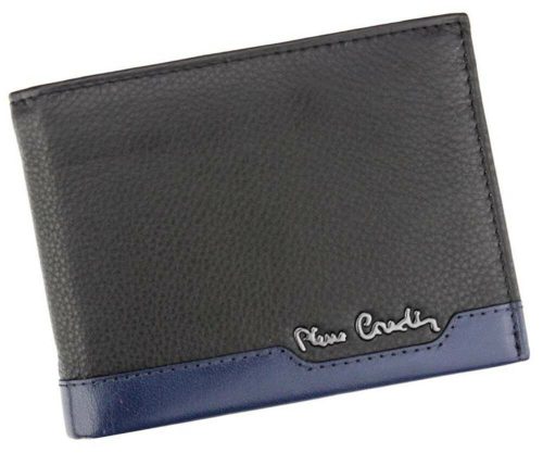  Pánska kožená peňaženka Pierre Cardin, čierno-modrá, s RFID ochranou, 12 × 9,5 cm