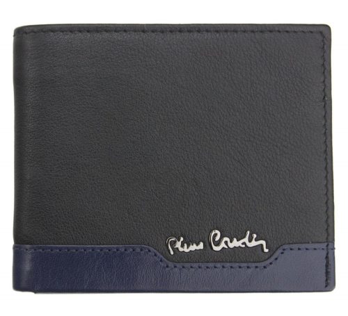  Pierre Cardin čierno-modrá pánska kožená peňaženka s RFID ochranou, 11 × 9 cm