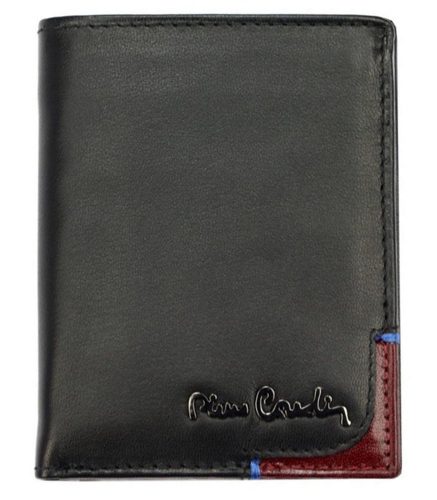  Pierre Cardin čierno-červená pánska kožená peňaženka, RFID 8 × 10 cm